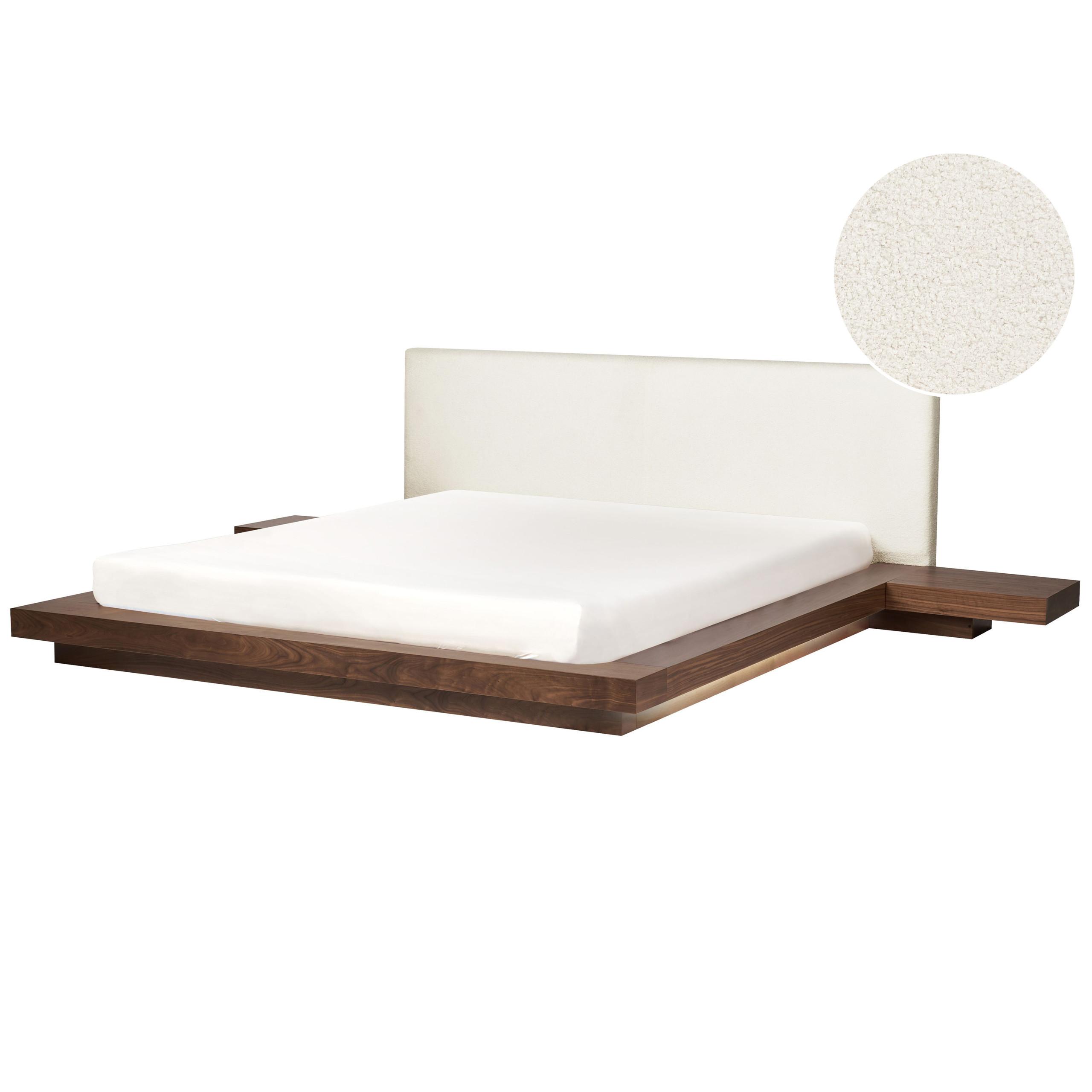 BETT mit LED 180/200 cm MDF-Platte Braun Zen - Braun, Holz (180/200cm) - Beliani