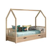 HAUSBETT Kandace 90x200 Kiefer massiv natur mit Dachaufbau & Schublade - Kieferfarben, Holz (90/200cm) - 58aufmkessel