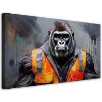 LEINWANDBILD Gorilla-Arbeiter-Abstraktion 100x50cm - Grau, Textil (100/50cm) - Feeby