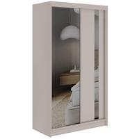 SCHWEBETÜRENSCHRANK mit Schubladen 120 - GRECJA - Kaschmir mit Spiegel - Kaschmir/Alufarben, Holzwerkstoff/Metall (120/216/61cm) - MKS