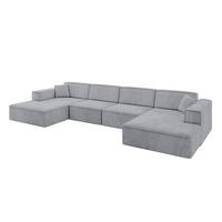 WOHNLANDSCHAFT IREA-U2-v4 - 386x165x77 cm Grau - Titanfarben, Holzwerkstoff/Textil (386/77/165cm) - ALTDECOR