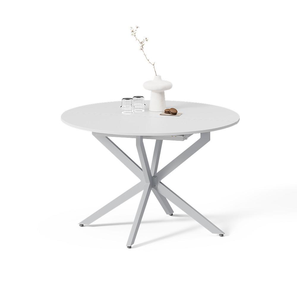 ESSTISCH Firenze Weiß/Grau 120 x 120 cm ausziehbar - Weiß/Grau, Holzwerkstoff (120/120/76.5cm) - Livinity®