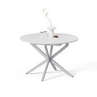 ESSTISCH Firenze Weiß/Grau 120 x 120 cm ausziehbar - Weiß/Grau, Holzwerkstoff (120/120/76.5cm) - Livinity®