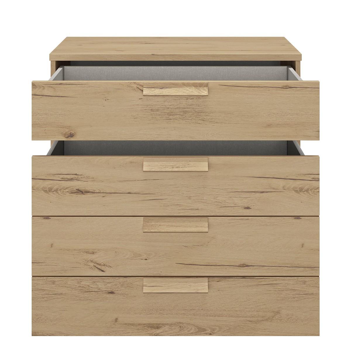 KOMMODE 4 Schubladen Cyrus - Französische Herstellung - 81/45/81 cm - Nussbaumfarben, Holzwerkstoff (45/81/45cm) - Calicosy