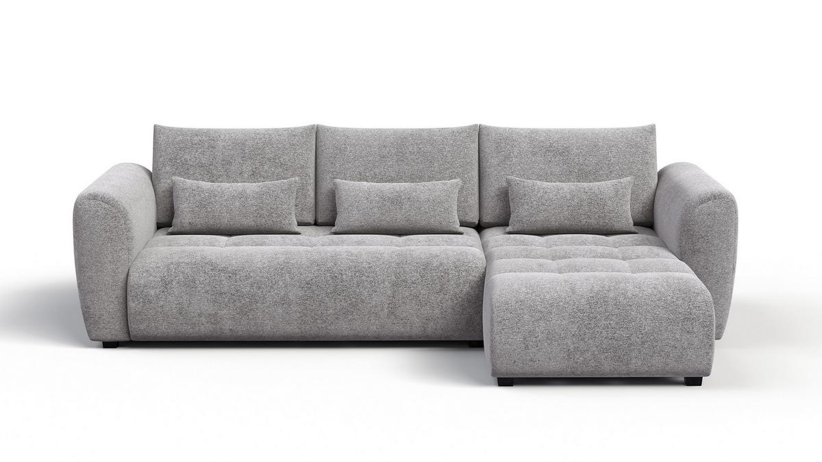ECKSOFA SORENO 4-Sitzer, platingrau - Schwarz/Grau, Holz/Textil (293/171cm) - Wozimo