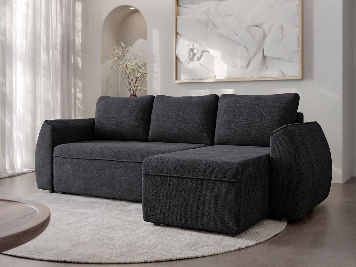 ECKSCHLAFSOFA Darlan - Anthrazit/Schwarz, Holz/Kunststoff (245/143cm) - MIRJAN24