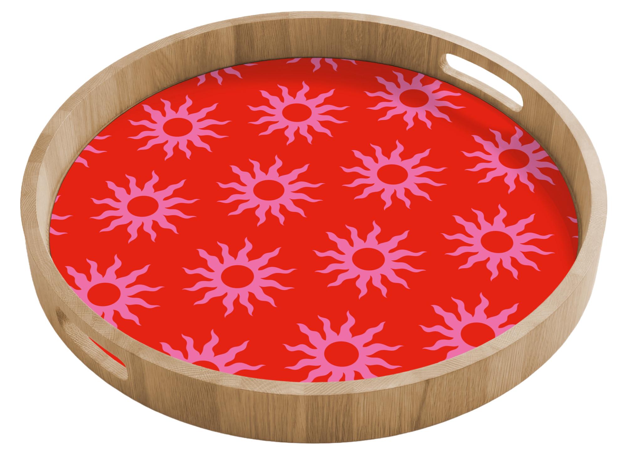 TABLETT Sonnen - Rot - Rosa - Muster - Sommer 50x50 cm - Rot, Holz (50/5/5cm) - OnlyWow