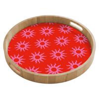 TABLETT Sonnen - Rot - Rosa - Muster - Sommer 50x50 cm - Rot, Holz (50/5/5cm) - OnlyWow