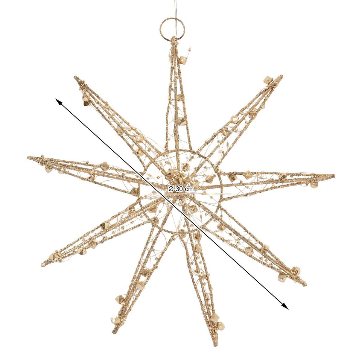 DEKOSTERN 30 cm Warmweiß - Goldfarben, Metall (30/30/4cm) - ECD-Germany