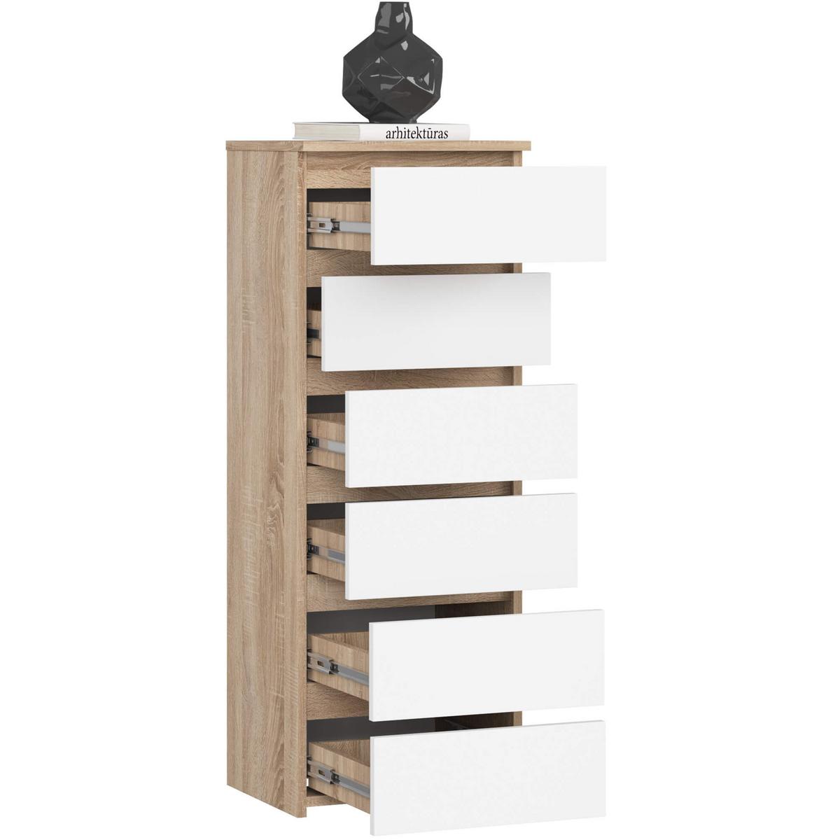 KOMMODE Eiche Sonoma, Weiß 109/40/35 - Weiß, Holzwerkstoff (40/109/35cm) - RAUMHIRSCH FURNITURE