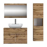 BADMÖBEL-SET LUMIRE LOFT Wotan Eiche mit Spiegel - Braun, Holzwerkstoff (80/52/46cm) - Lookway