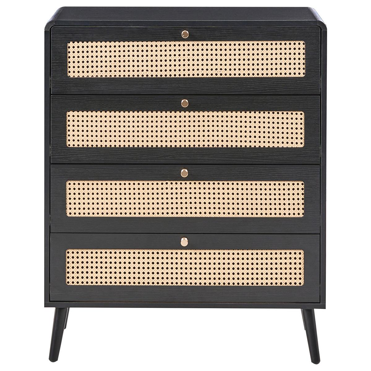 KOMMODE mit 4 Schubladen Schwarz Moura - Schwarz, Holzwerkstoff (80/98/40cm) - Beliani