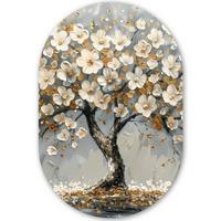 WANDBILD Baum - Gold - Blumen - Abstrakt - Kunst Deko Groß 80x120 cm - Goldfarben, Kunststoff (80/120cm) - MuchoWow
