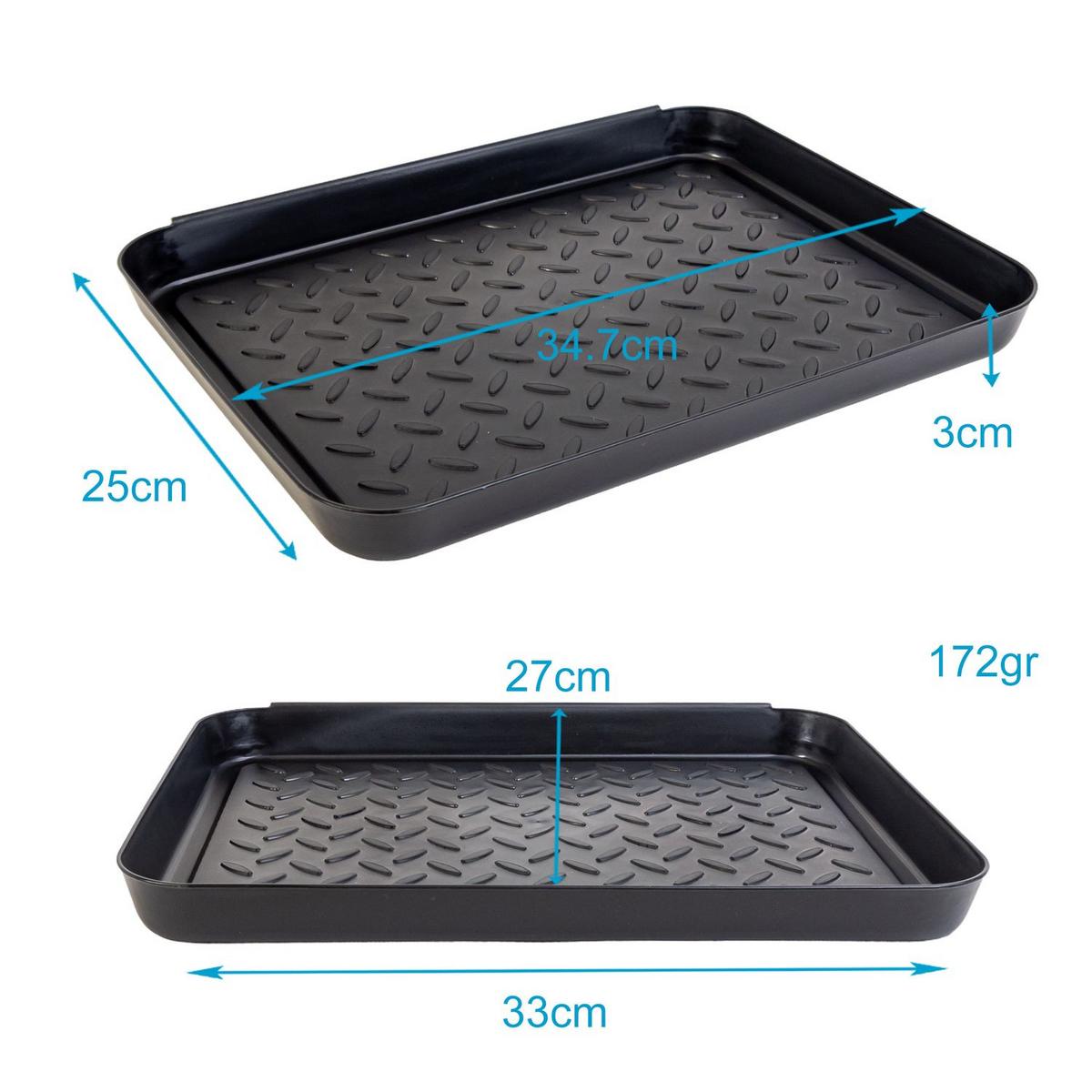 SCHUBABLAGE Schuhabtropfschale 35/27.5/3 cm (3er-Set) - Schwarz, Kunststoff (27.5/4.5/35cm) - Intirilife