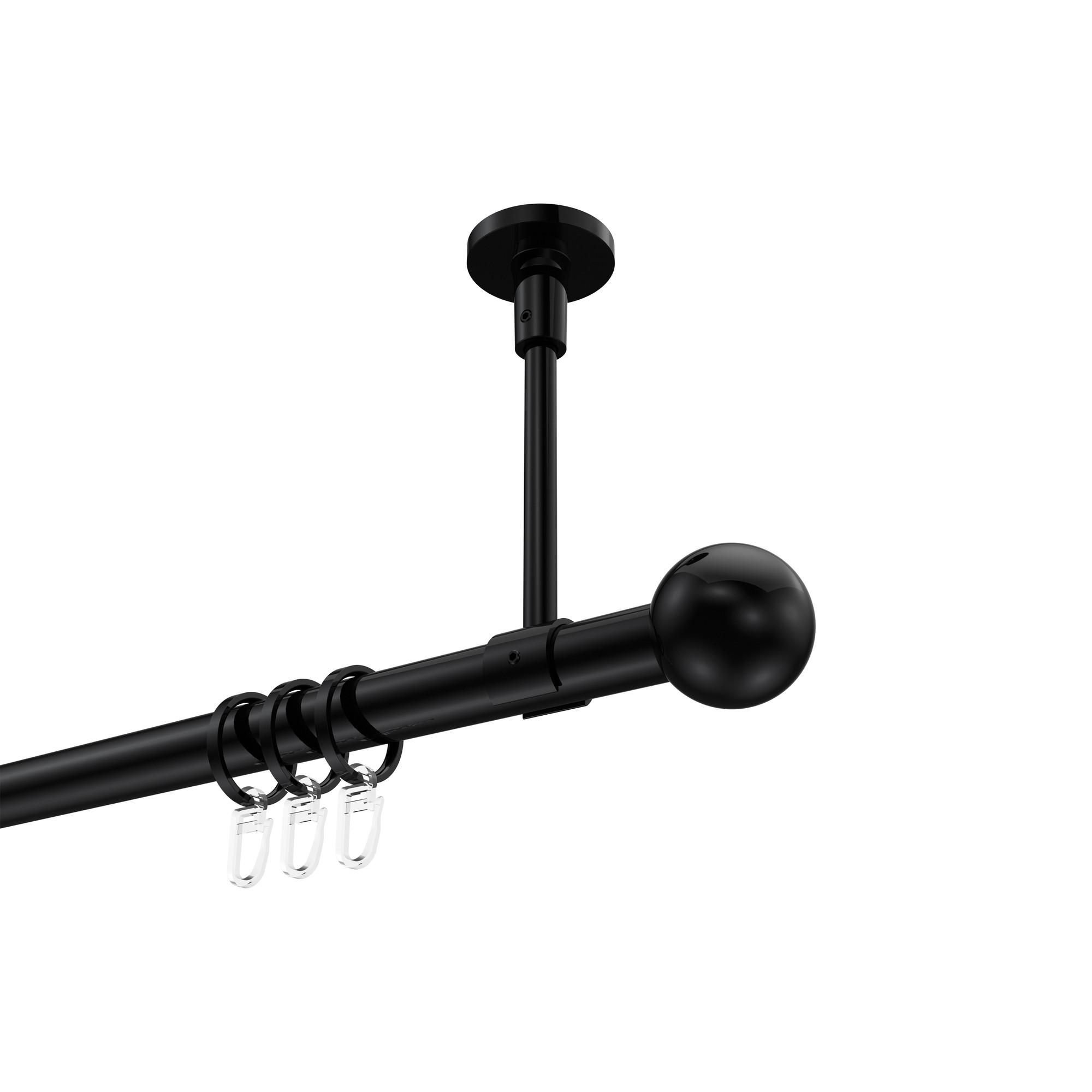 GARDINENSTANGE Sonette Luino 420 cm (geteilt in 3 x 140 cm), 1-läufig, 20 mm Ø Schwarz - Schwarz, Metall (420cm) - INTERDECO