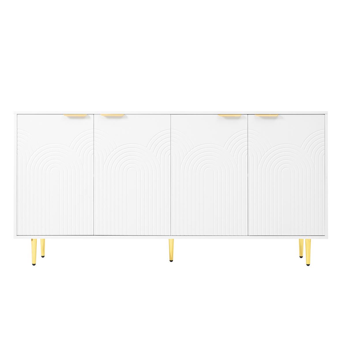 SIDEBOARD Modern mit Strukturfront, 160/40*80cm - Weiß, Holzwerkstoff (160/80/40cm) - Urban Meuble
