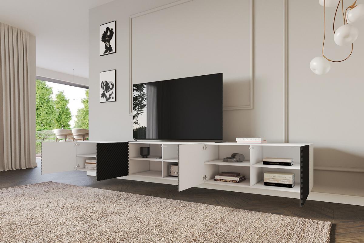LOWBOARD ZENO-W 3x100x40x40 cm - Weiß / Schwarz - Schwarz, Holzwerkstoff (300/40/40cm) - ALTDECOR