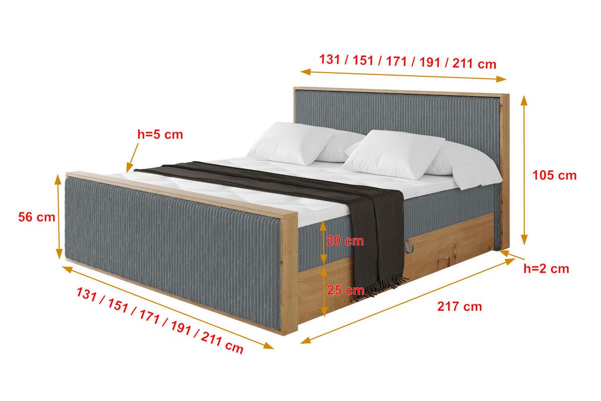 BOXBETT LOLLI9 -Z 180x200 - H3 Dunkelgrau - Dunkelgrau, Holzwerkstoff (180/200cm) - ALTDECOR