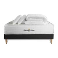 BETT Windsor Taschenfederkern und Memory-Schaum 140 x 200 cm h1 - Kit Bettgestell Schwarz - Mit Kissen und Bettdecke - Beige/Schwarz, Karton/Holz (140/200cm) - ROYAL PALACE BEDDING