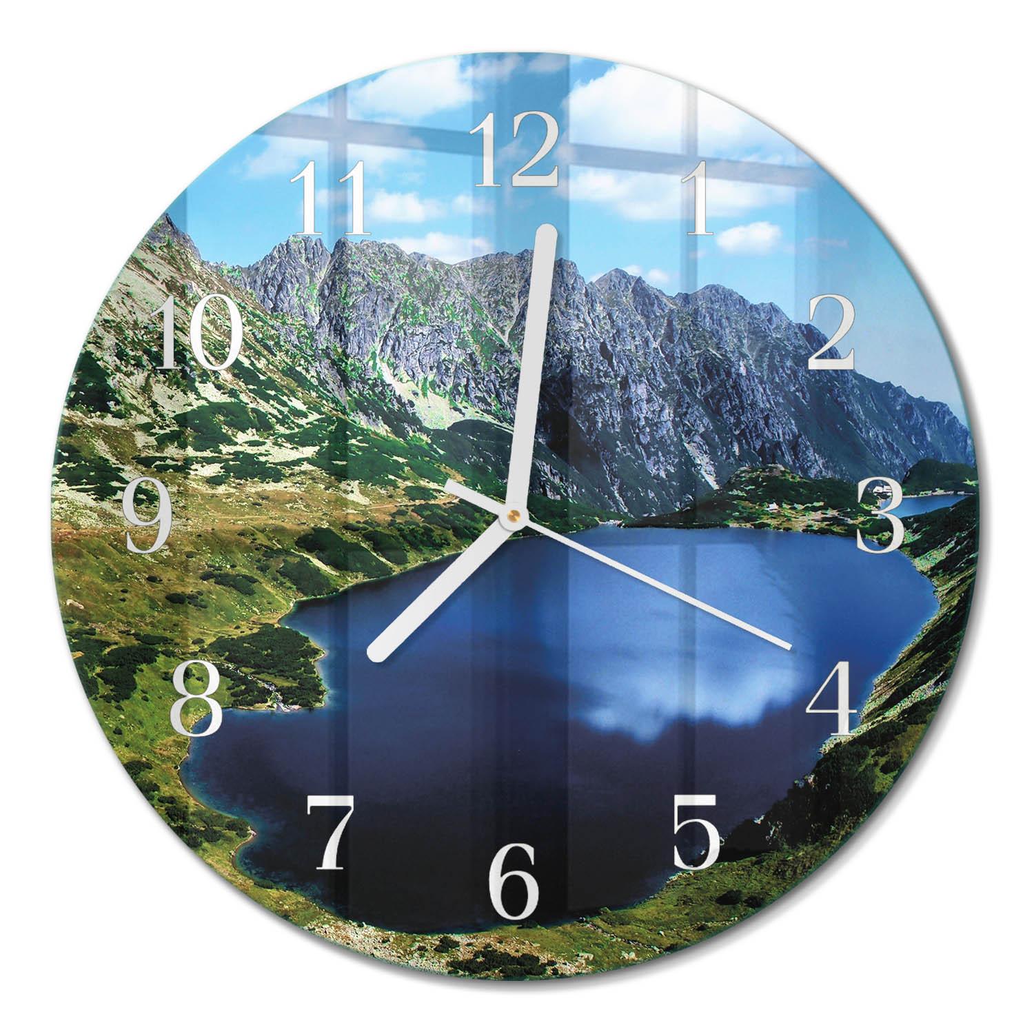 WANDUHR aus Glas Ø30 cm - Morskie Oko - Blau, Glas (30/30/0.4cm) - TULUP