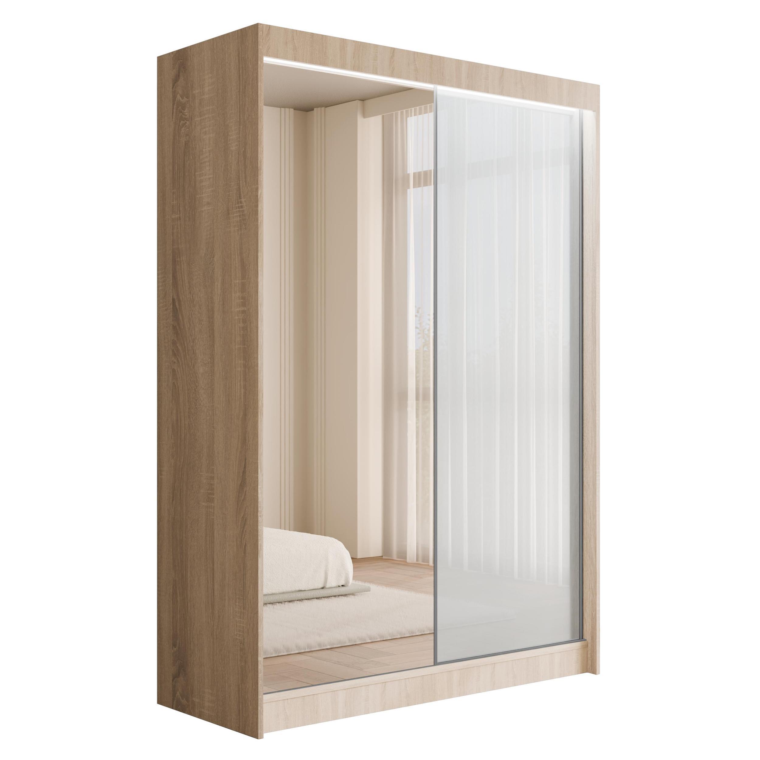 KLEIDERSCHRANK VESLI mit LED - 120 cm - Sonoma Eiche|Weiß - Weiß/Sonoma Eiche, Holzwerkstoff (120/215/61cm) - ALTDECOR