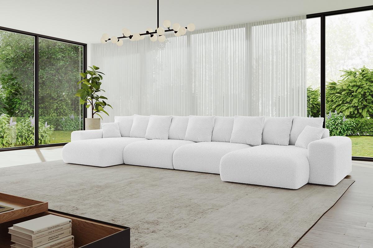 WOHNLANDSCHAFT mit Schlaffunktion ESKAR-U2-464x176x72cm Weiß - Weiß, Holzwerkstoff/Kunststoff (176/72/464cm) - ALTDECOR