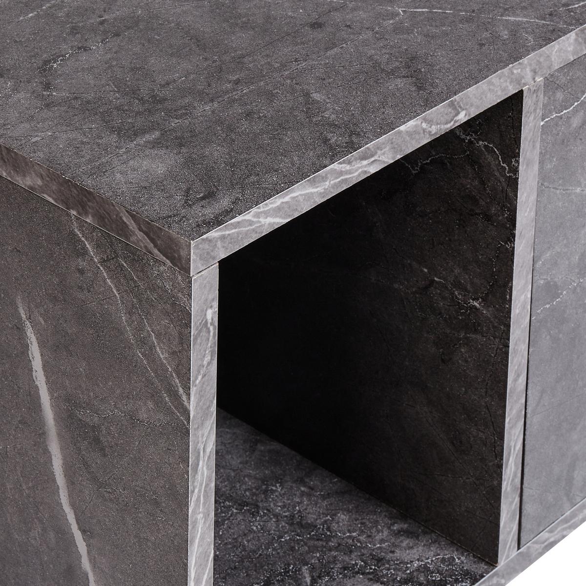 WASCHBECKENUNTERSCHRANK wandmontiertk 80 cm Schwarzer Marmor Cascavel - Schwarz, Holzwerkstoff (80/28/40cm) - Beliani