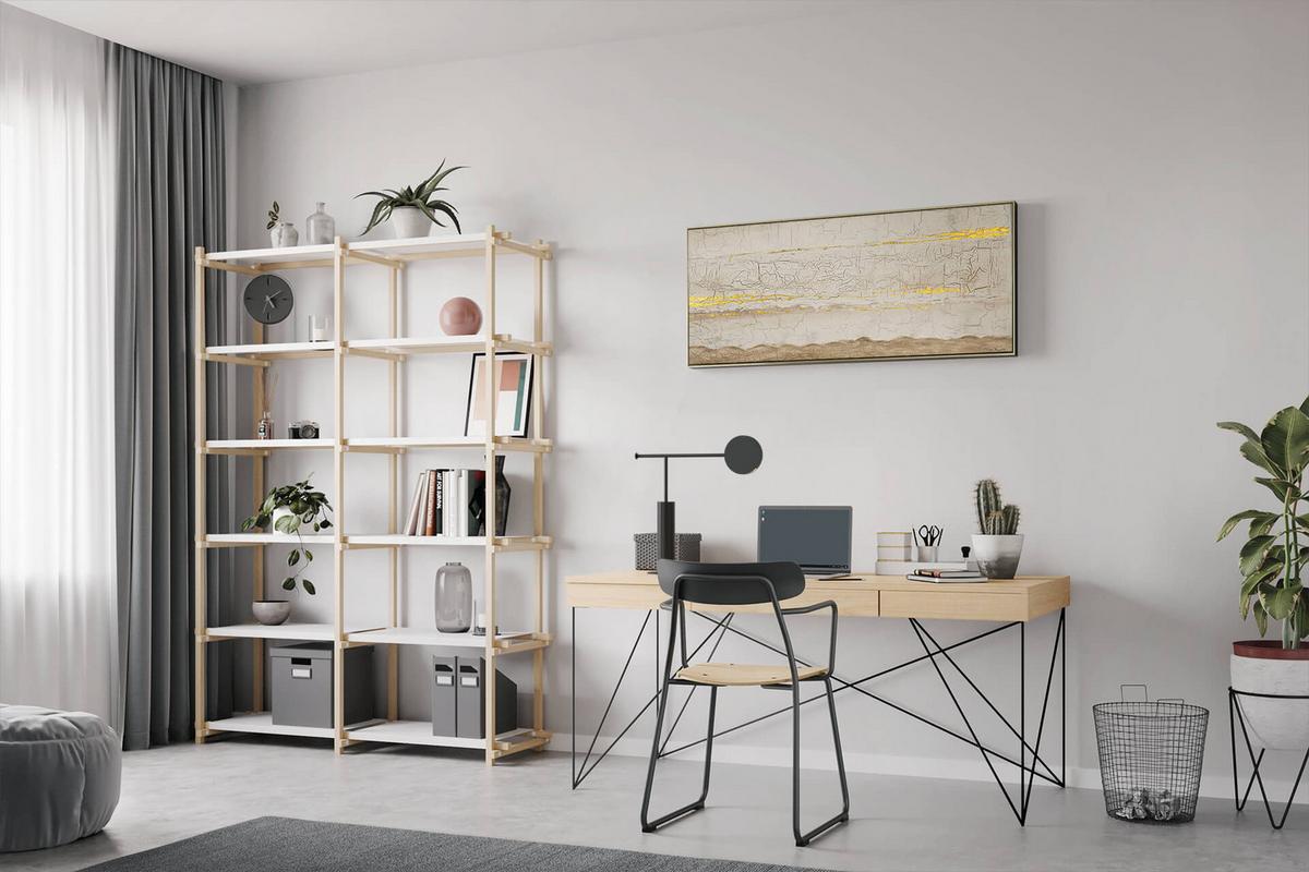 ÖLGEMÄLDE 120/60 cm - Goldfarben/Weiß, Holz/Textil (120/60cm) - KUNSTLOFT