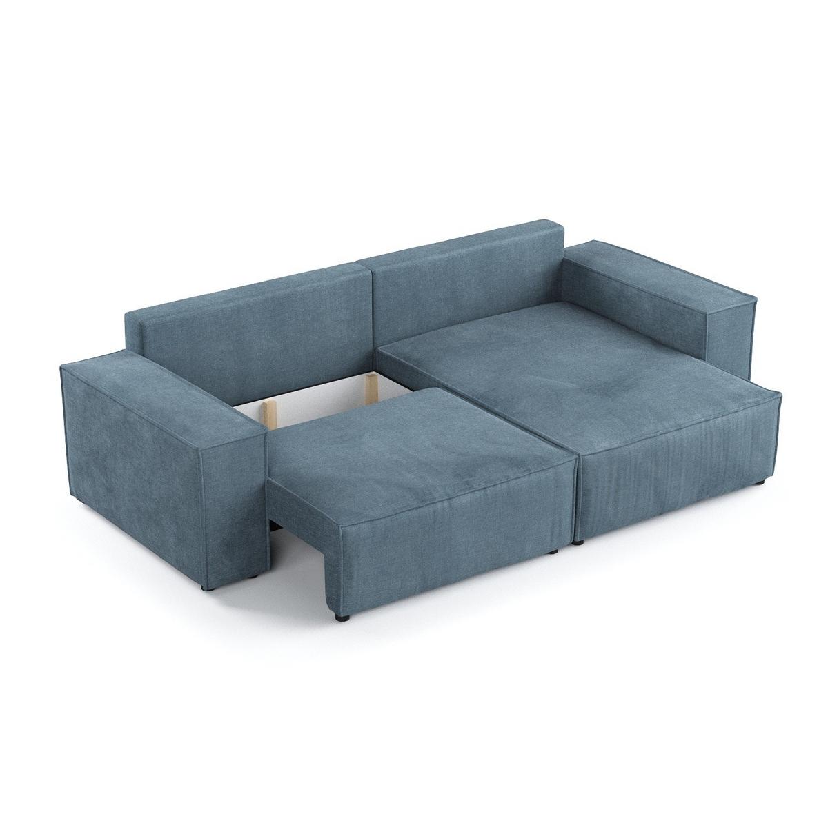 ECKSOFA SENSO mit Schlaffunktion Blau im Wind Stoff - Blau/Schwarz, Holz/Holzwerkstoff (255/148cm) - AltaBeds