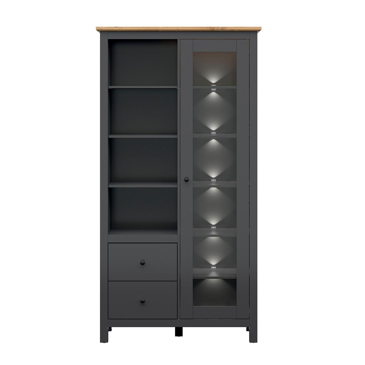 GESCHIRRSCHRANK Duck Anthrazitgrau und Holz - Grau, Holzwerkstoff (106/203/44cm) - Petits-meubles