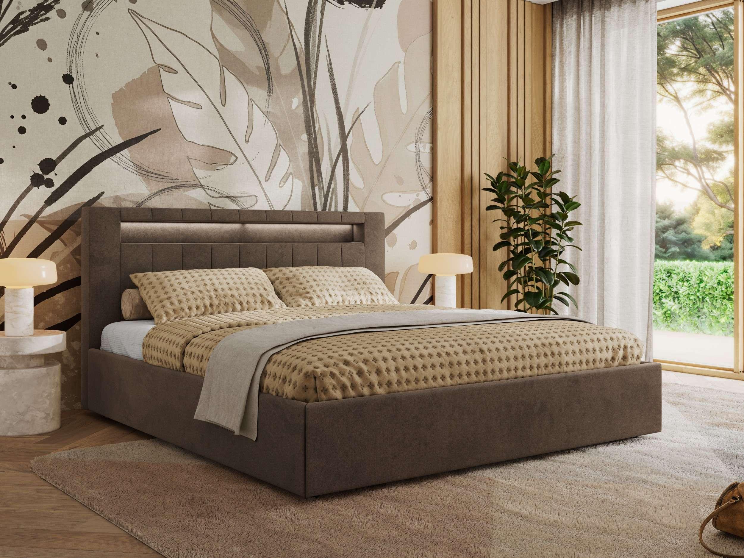 POLSTERBETT GOLD 5 CLASSIC 180/200 - Braun Velvet - Multipocket-Matratze - Braun, Textil (180/200cm) - MKS