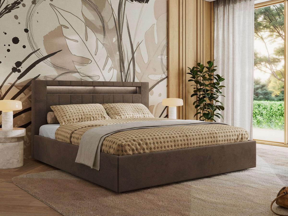 POLSTERBETT GOLD 5 CLASSIC 180/200 - Braun Velvet - Multipocket-Matratze - Braun, Textil (180/200cm) - MKS