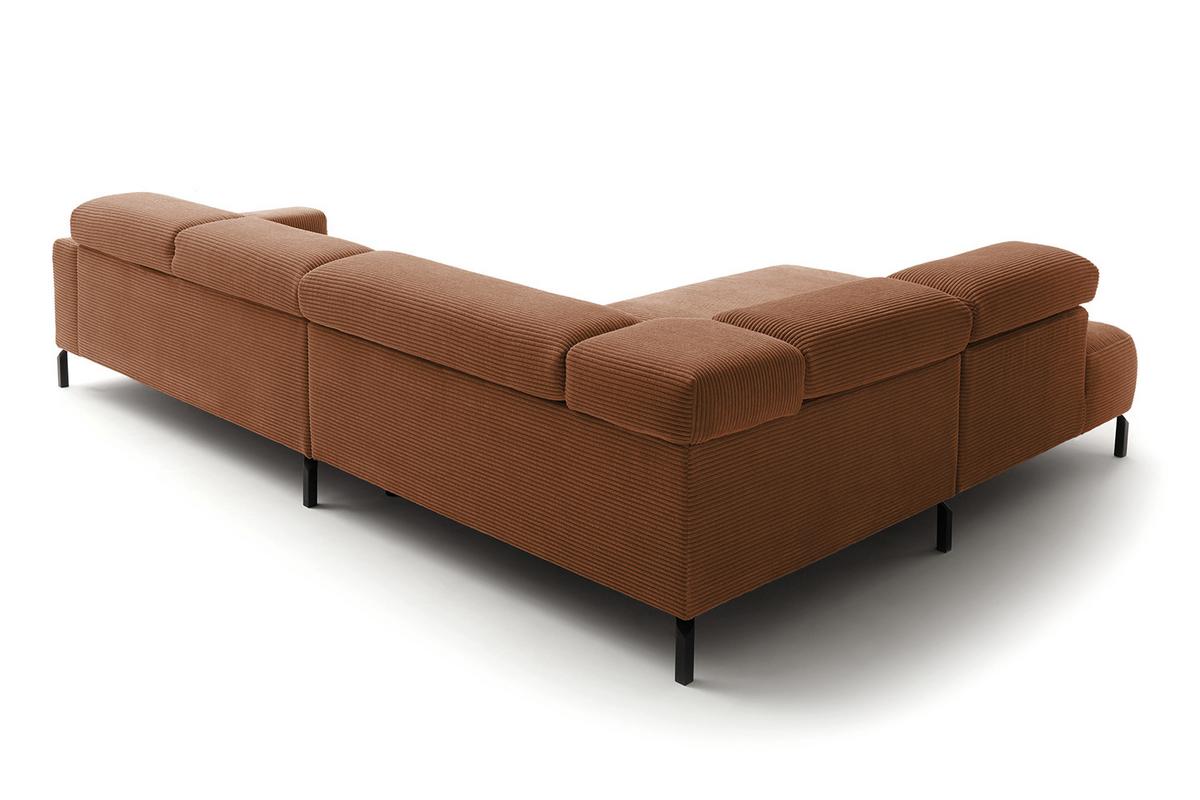 ECKSOFA DELIA Braun Cord Relaxfunktion - Schwarz/Braun, Textil/Metall (276/219cm) - KAWOLA
