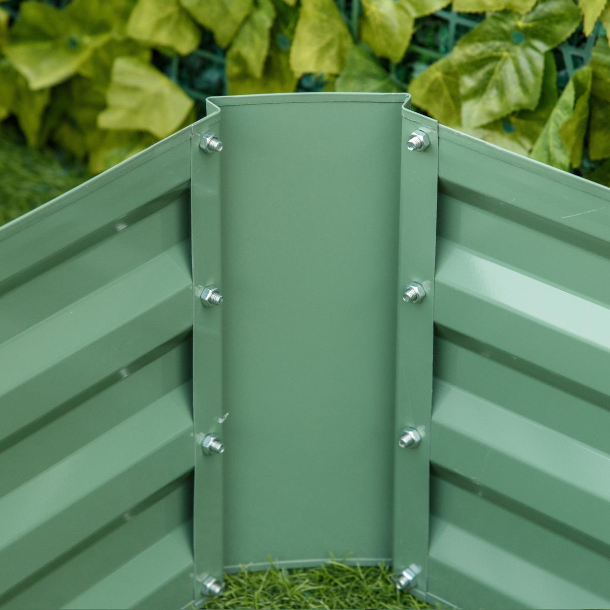 PFLANZENBEET-SET, Pflanzkübel, Blumenkübel für Garten, Terrasse, Verzinkter Stahl, Grün, 100 x 100 x 30 cm - Grün, Metall (100/30/100cm) - Outsunny