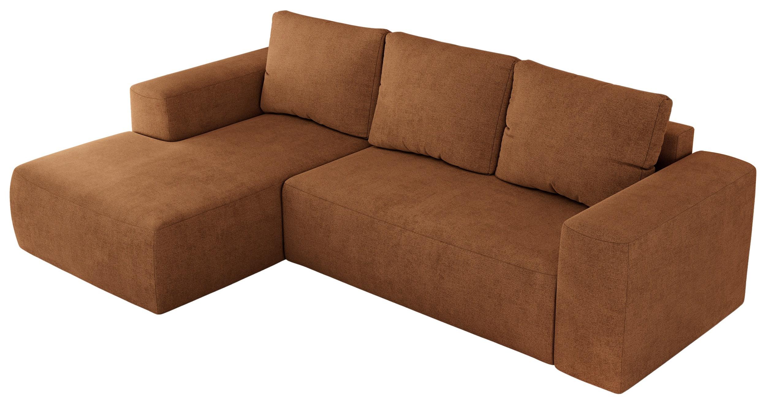 ECKSOFA TRENTINO L Orange Stukture - Links - Schwarz/Orange, Kunststoff/Textil (266/164cm) - MKS