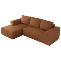 ECKSOFA TRENTINO L Orange Stukture - Links - Schwarz/Orange, Kunststoff/Textil (266/164cm) - MKS