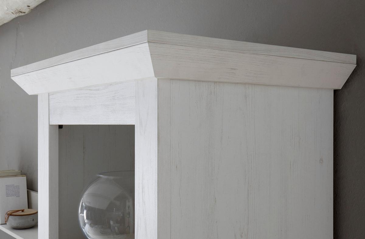 KOMMODE Pinie weiß Landhaus 105 cm, Anrichte mit Weinregal - Schwarz/Weiß, Holzwerkstoff/Metall (105/100/45cm) - Furn.Design