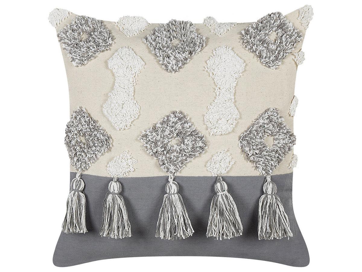 DEKOKISSEN 2er-Set Beige 45/45 cm Alocasia - Beige, Naturmaterialien/Textil (45/45cm) - Beliani