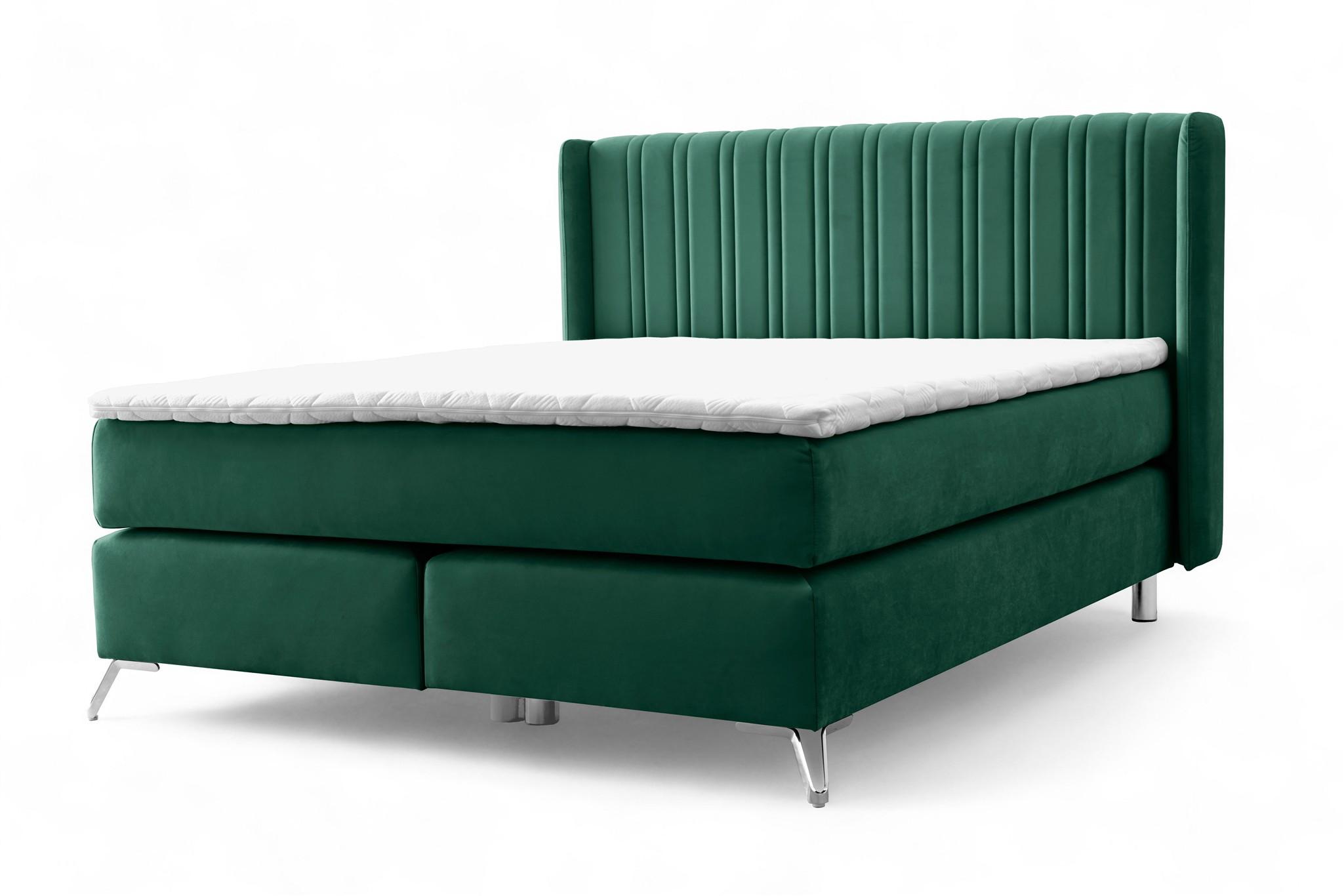 BOXSPRINGBETT Agnus - Grün, Holzwerkstoff/Textil (160/200cm) - Fun Möbel
