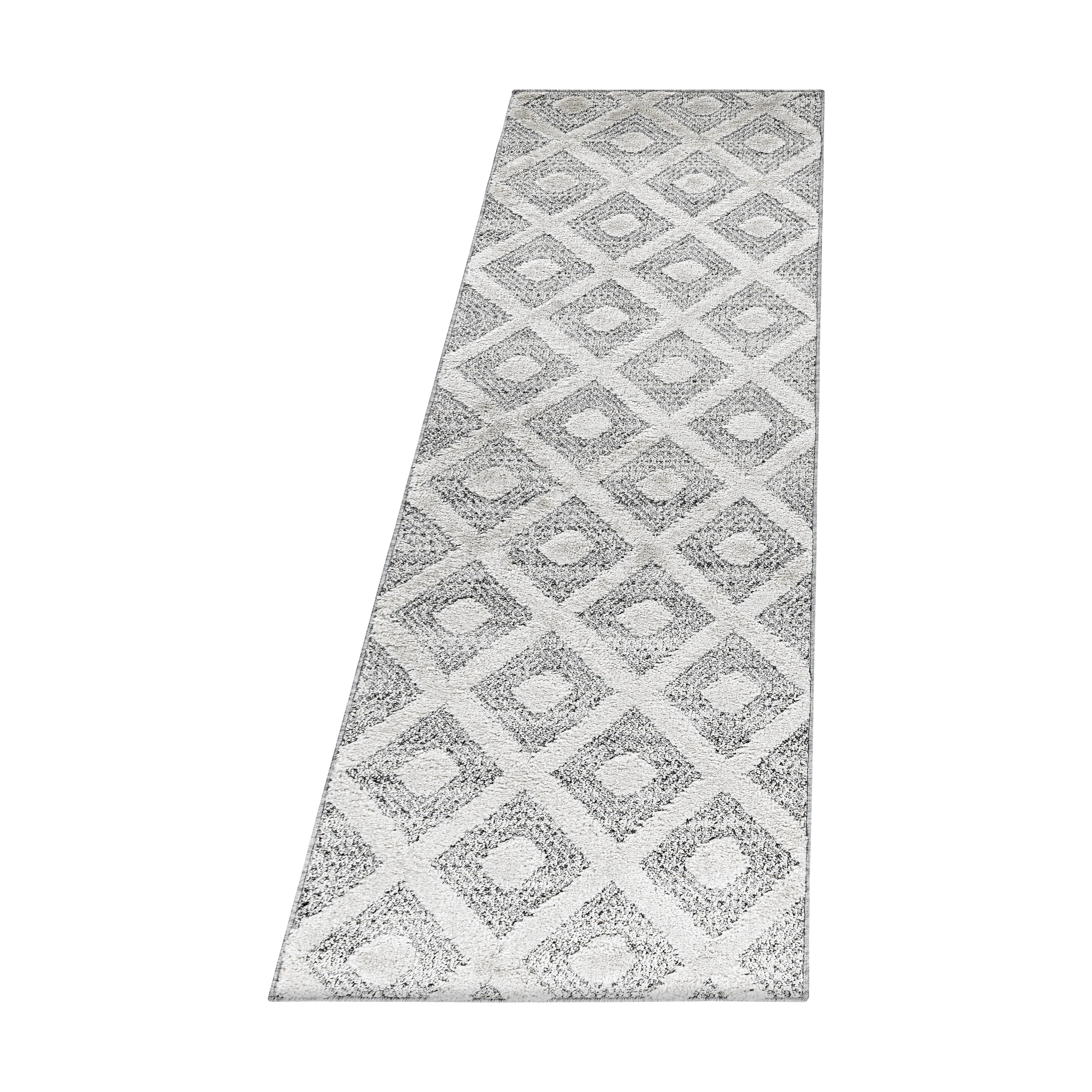 TEPPICH Hochflor EISACK in Grau, geometrisch, aus Polypropylen, 80 x 250 cm - Grau, Textil (250/80cm) - KADIMA DESIGN