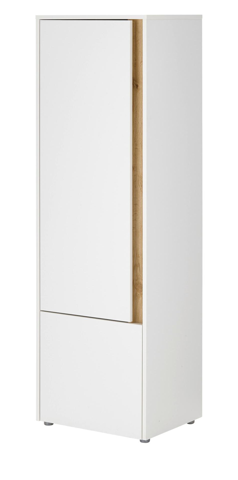 AKTENSCHRANK Weiß matt, Eiche Wotan 50 x 158 cm, Stauraumschrank mit 4 Ordnerhöhen - Eichefarben/Eiche Wotan, Holzwerkstoff/Kunststoff (50/158/40cm) - Furn.Design
