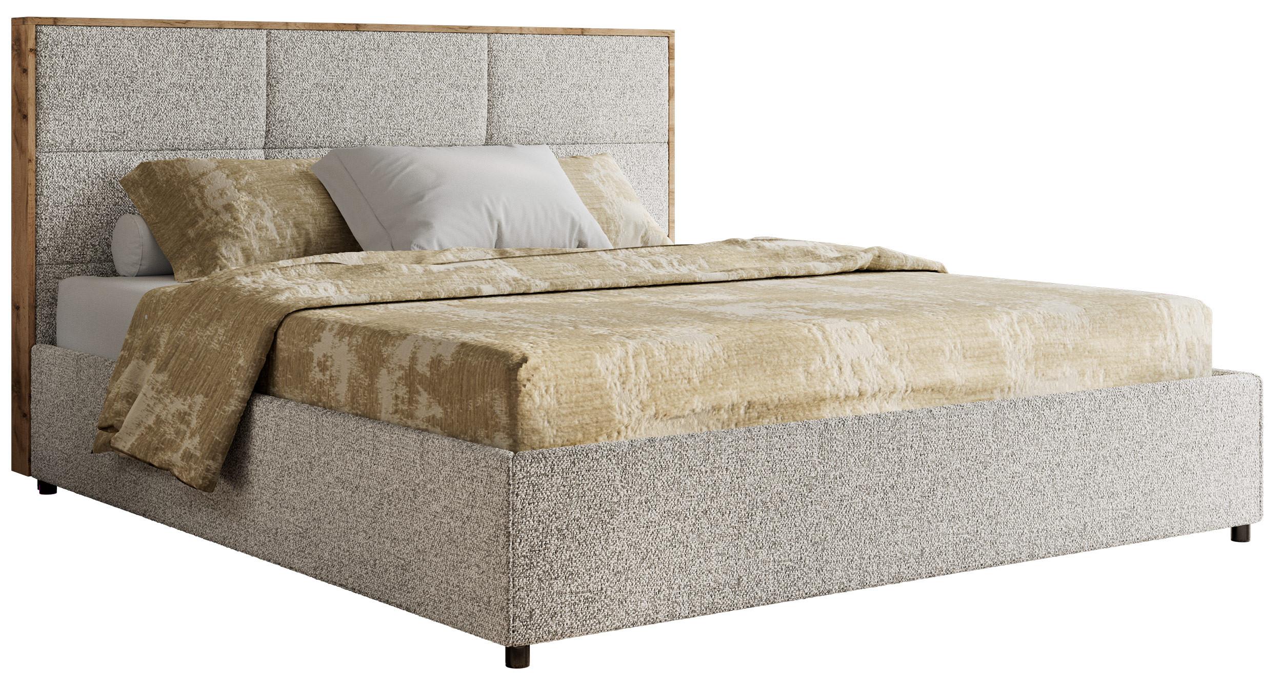 POLSTERBETT LERIO CLASSIC 140/200 - Hellgrau Strukture - Pocket-Matratze - Hellgrau, Textil (140/200cm) - MKS