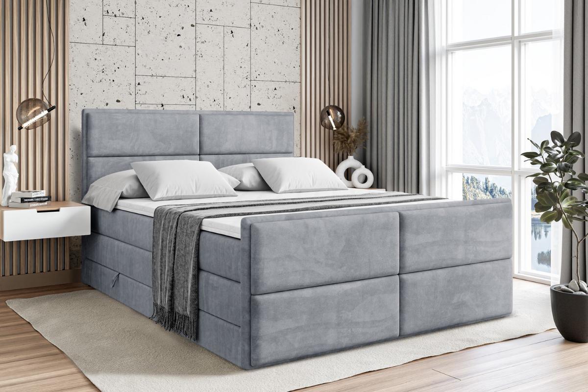 BOXSPRINGBETT AURA-Z KING - 180 x 200 - H3/H4 - Grau - Grau, Holzwerkstoff (180/200cm) - ALTDECOR
