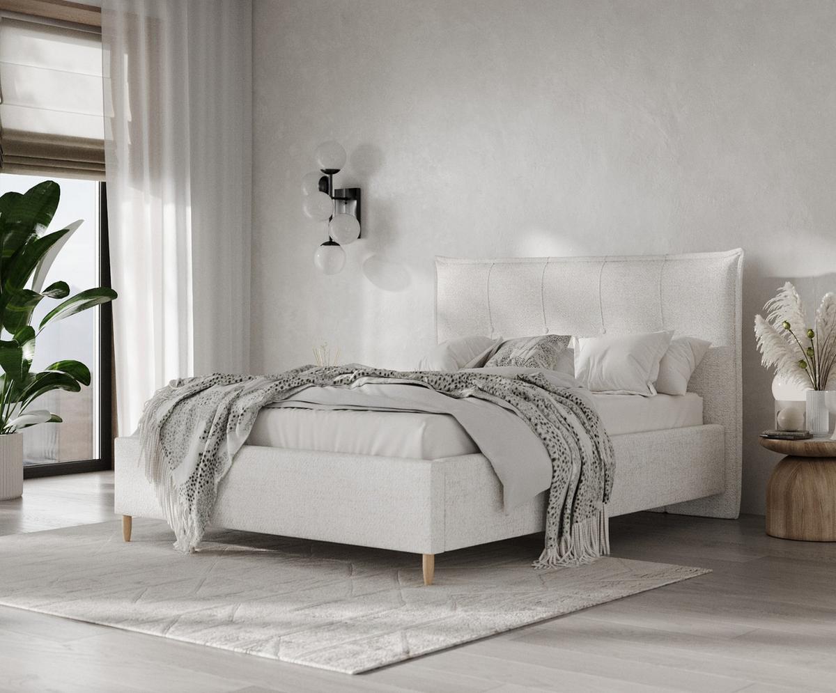 POLSTERBETT Plaza 140/200 cm Creme im Neve Stoff - Creme/Naturfarben, Holz/Holzwerkstoff (140/200cm) - AltaBeds