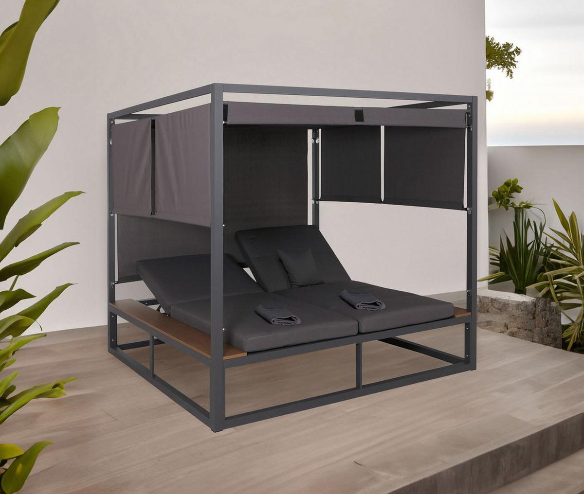 LOUNGE-GARTENLIEGE M63B Anthrazit, Dunkelgrau - Dunkelgrau/Anthrazit, Metall (200/200/200cm) - MCW