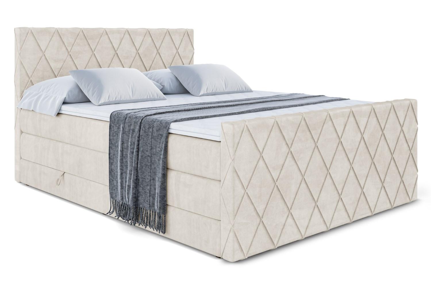 BOXSPRINGBETT LEPARO-Z KING - 160 x 200 - H3/H4 - Ecru - Ecru, Holzwerkstoff (160/200cm) - ALTDECOR