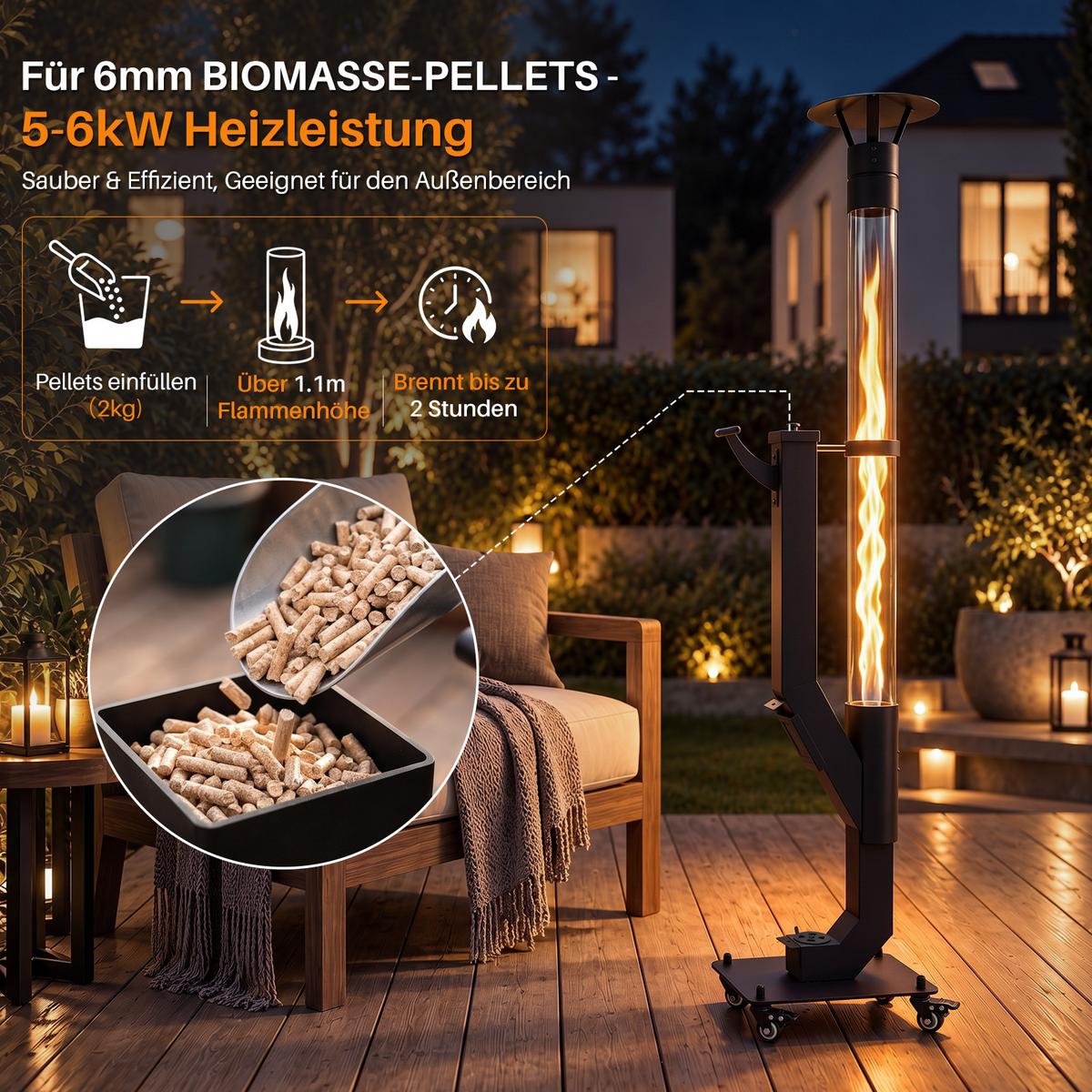 TERRASSENHEIZER Vexnal 32.5/21/167 cm - Schwarz, Glas/Metall (21/167/32.5cm) - ZMH