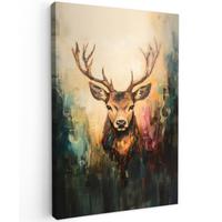 LEINWANDBILD Hirsch - Gemalt - Geweih - Braun Deko Wohnzimmer 20x30 cm - Haselnussfarben, Textil (20/30cm) - MuchoWow