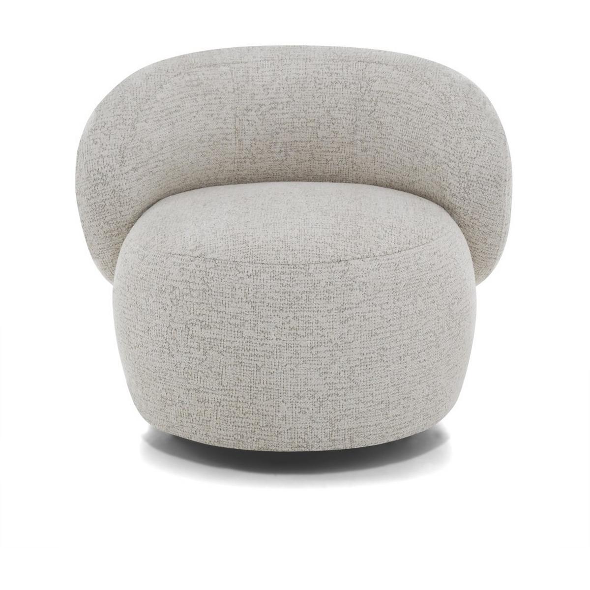 SESSEL Mao, Drehsessel mit runder Form, Beige, Chenille-Stoff - Beige, Textil (99/82/91cm) - Beautysofa