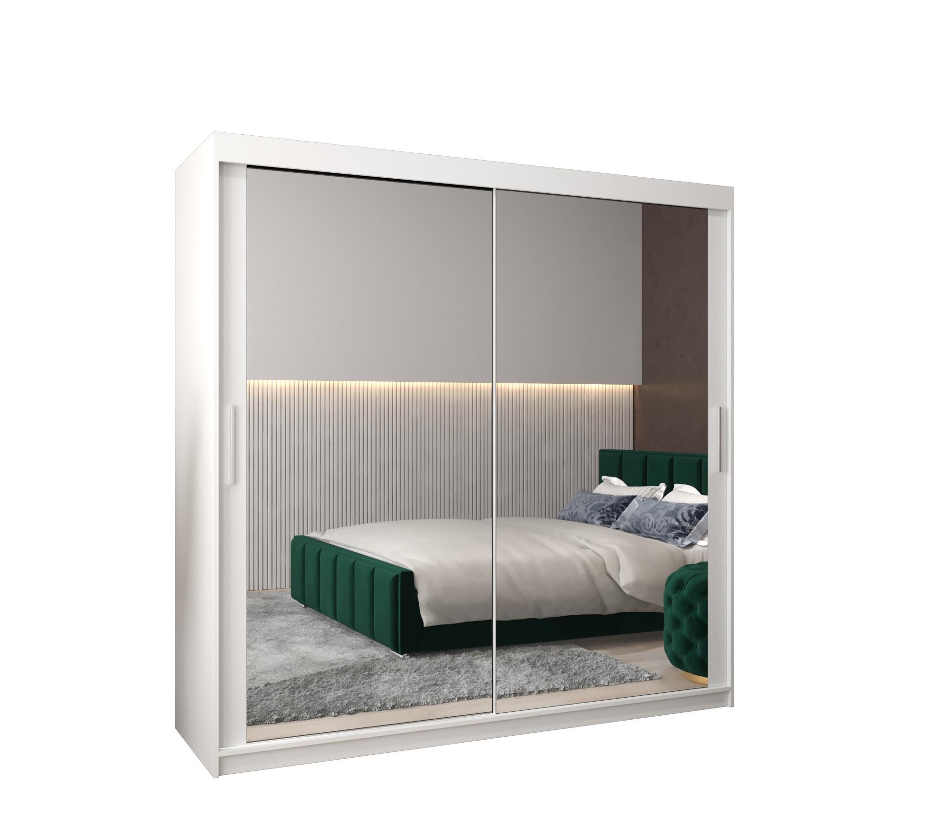 SCHWEBETÜRENSCHRANK 200/200/62 2-türig - Silberfarben/Weiß, Holz/Kunststoff (200/200/62cm) - MÖBEL KRYSPOL